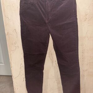 Joe’s Jeans: The Carlie high rise skinny ankle pants in dark burgundy/wine.